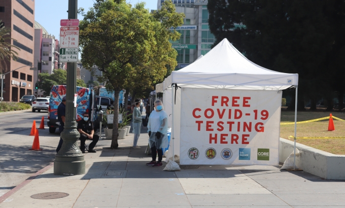 Pop-up COVID-19 testing site in Koreatown.